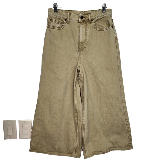 BDG Urban Outfitters Low-A Wide Leg Cropped Jeans Womens 29 Sage Green Cotton - Picture 1 of 10